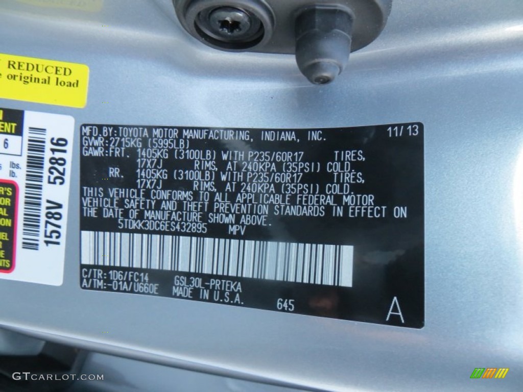 2014 Sienna LE - Silver Sky Metallic / Light Gray photo #35