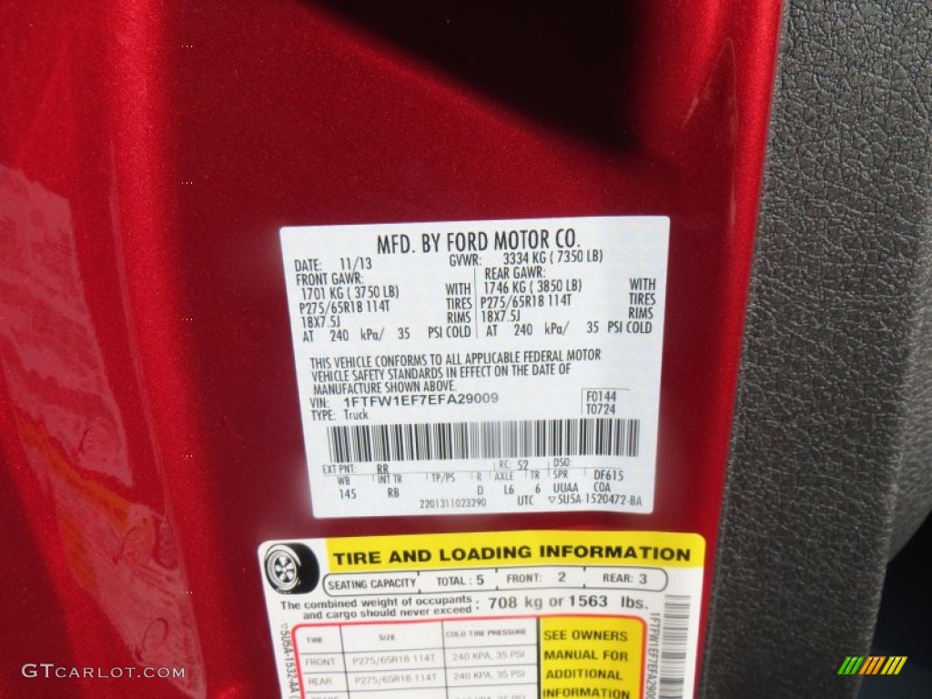 2014 F150 Color Code RR for Ruby Red Photo #88490595