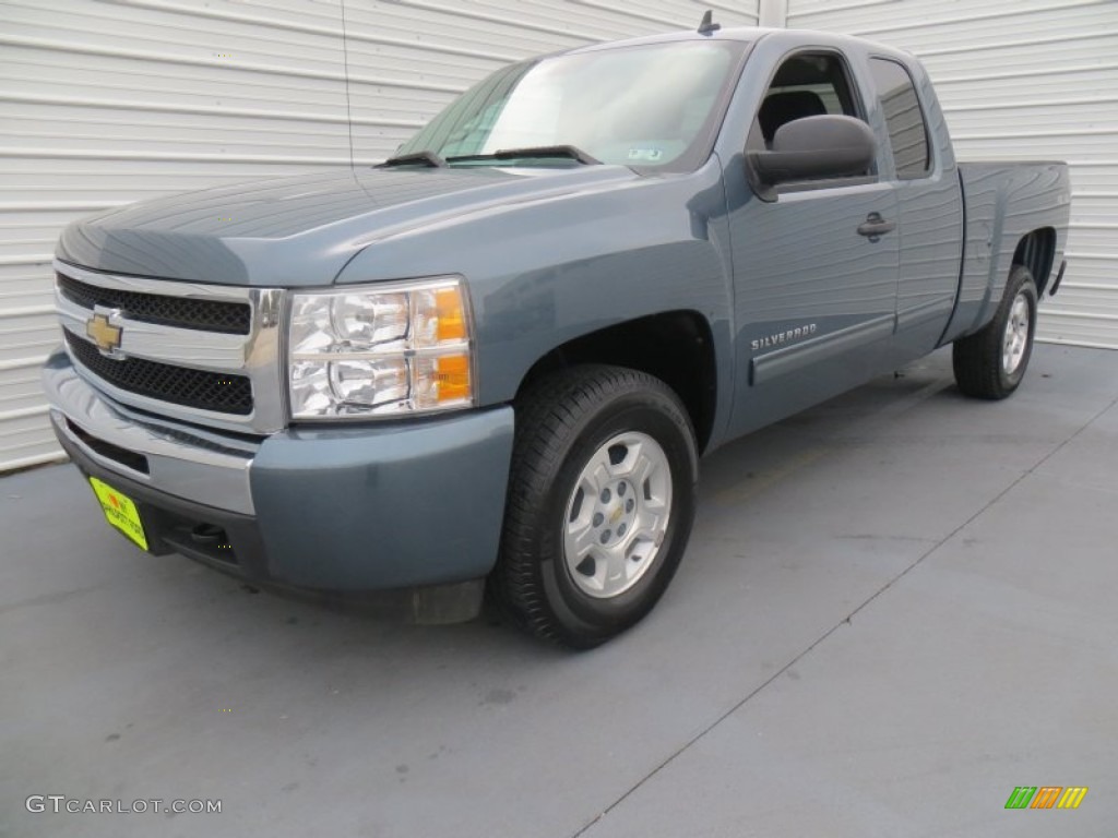 2009 Silverado 1500 LS Extended Cab 4x4 - Blue Granite Metallic / Dark Titanium photo #7