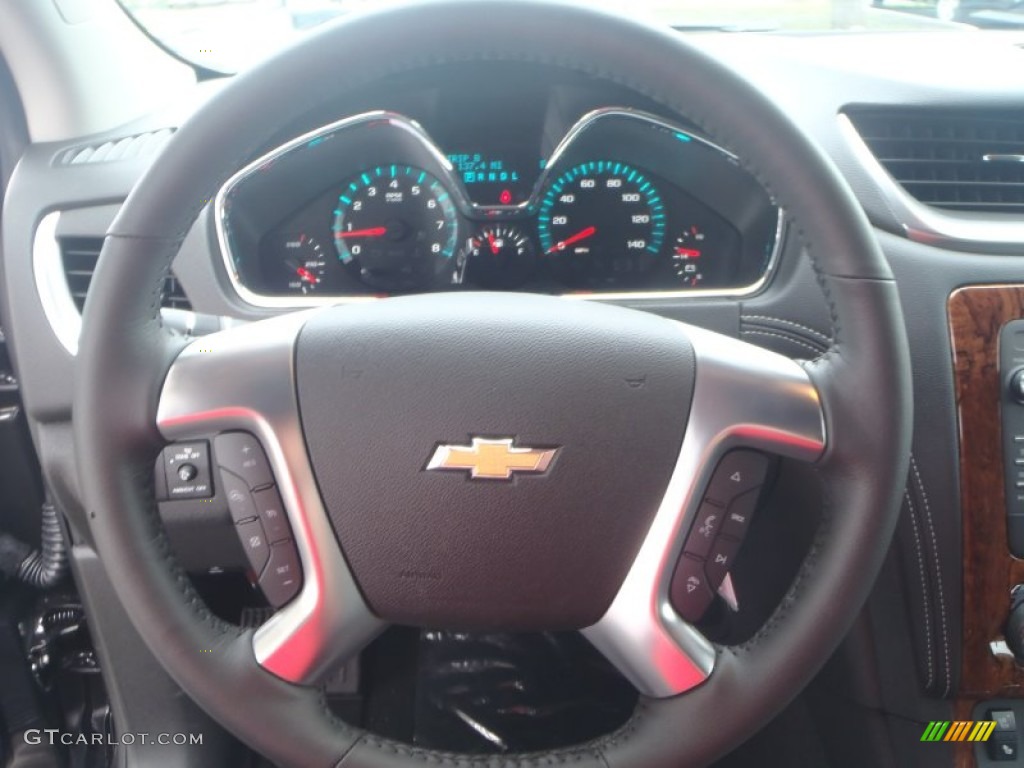 2014 Chevrolet Traverse LTZ Ebony Steering Wheel Photo #88498983