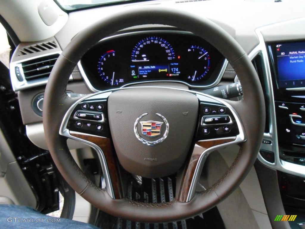 2014 Cadillac SRX Luxury AWD Shale/Brownstone Steering Wheel Photo #88500756