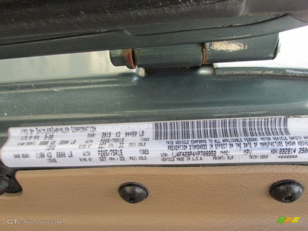 2000 Wrangler SE 4x4 - Medium Fern Green Pearl / Camel photo #19