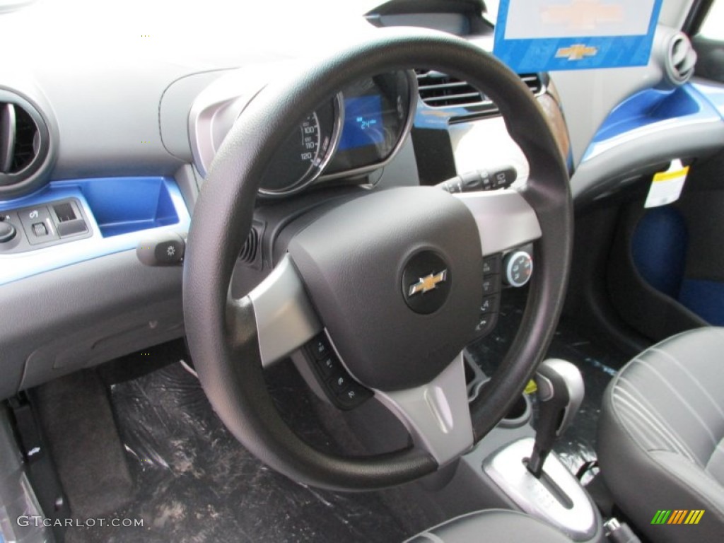 2014 Chevrolet Spark LT Silver/Blue Steering Wheel Photo #88524153
