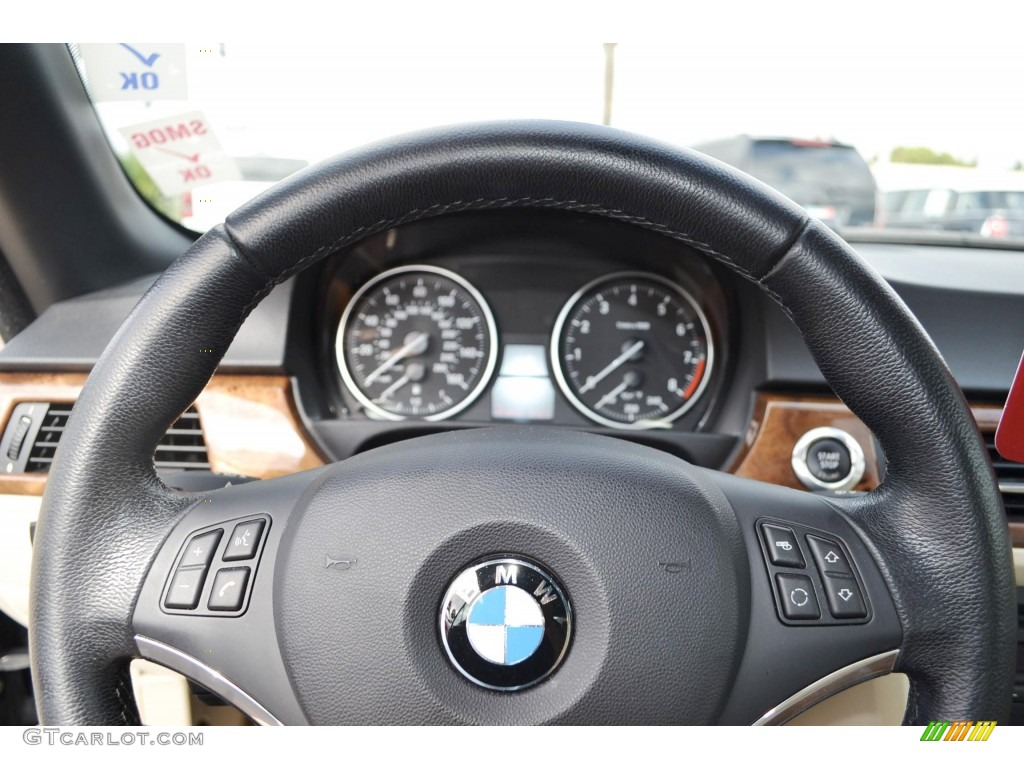 2008 BMW 3 Series 328i Convertible Cream Beige Steering Wheel Photo #88525020