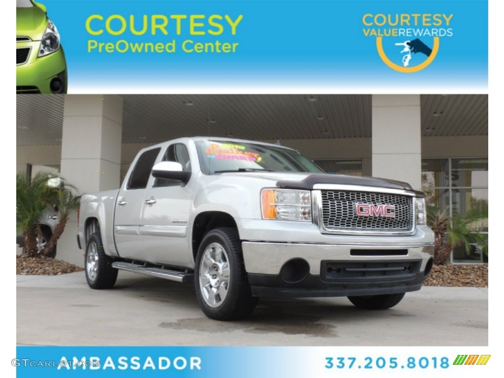 2010 Sierra 1500 SLE Crew Cab - Pure Silver Metallic / Dark Titanium/Light Titanium photo #1