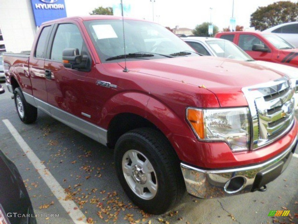 2011 F150 XLT SuperCab 4x4 - Red Candy Metallic / Steel Gray photo #3