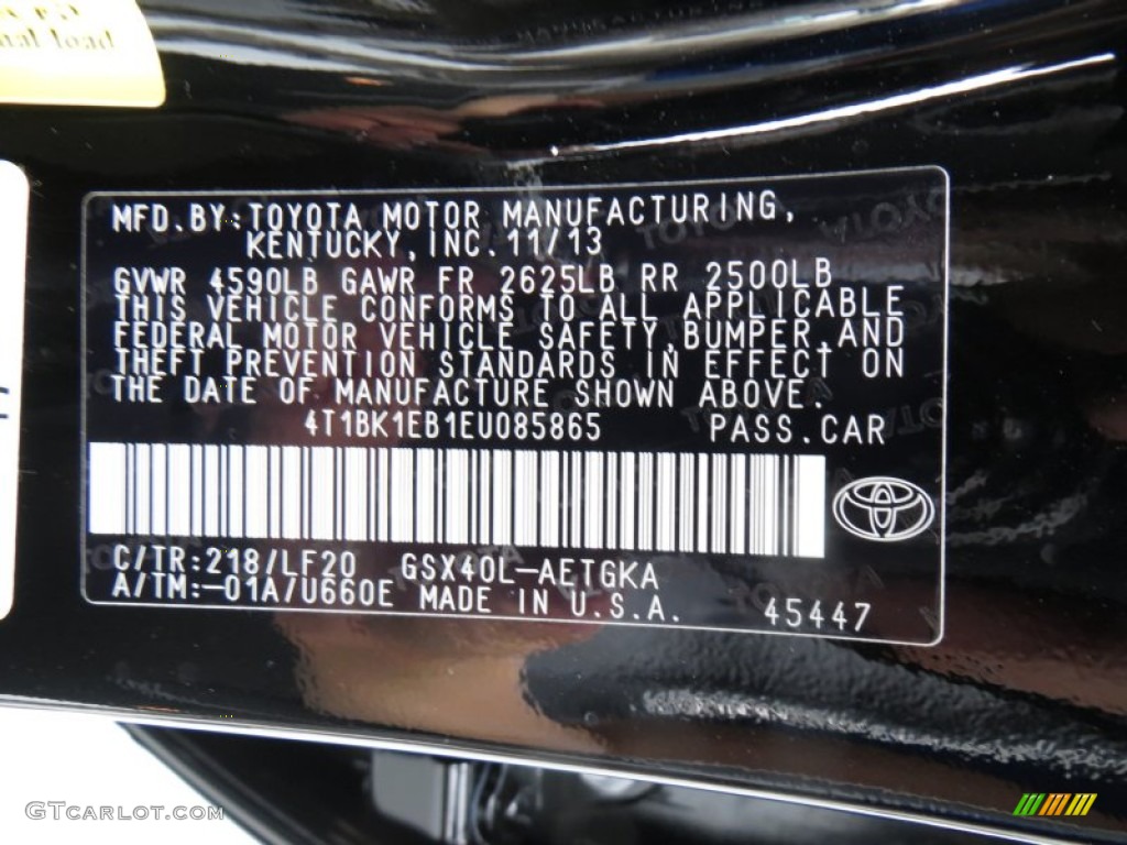 2014 Avalon Color Code 218 for Attitude Black Metallic Photo #88549052