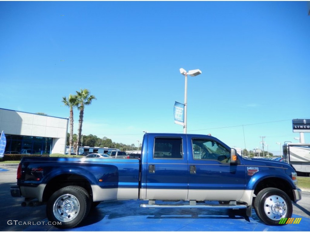 2008 F450 Super Duty Lariat Crew Cab 4x4 Dually - Dark Blue Pearl Metallic / Tan photo #7