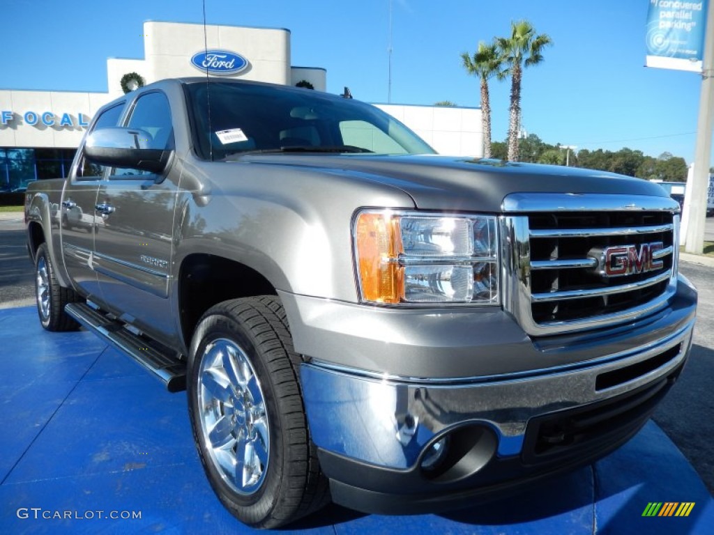 2013 Sierra 1500 SLE Crew Cab 4x4 - Steel Gray Metallic / Ebony photo #8