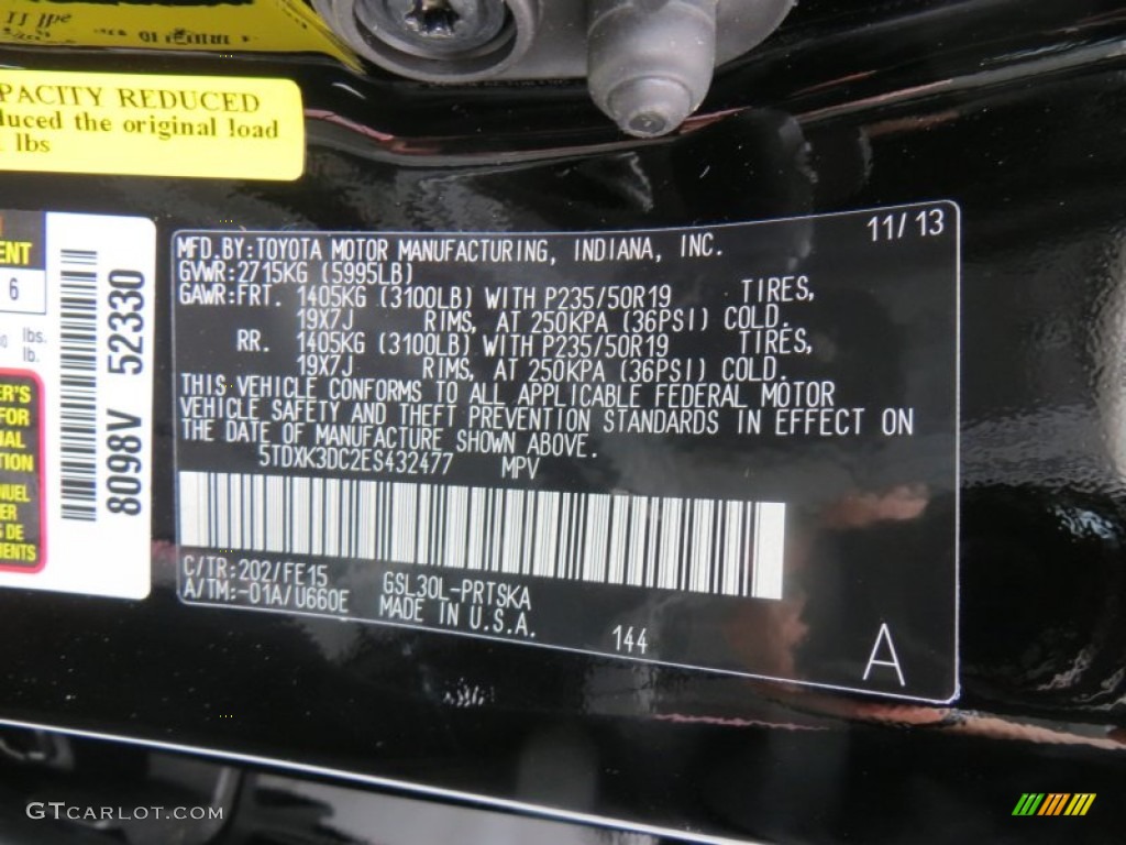 2014 Toyota Sienna SE Color Code Photos