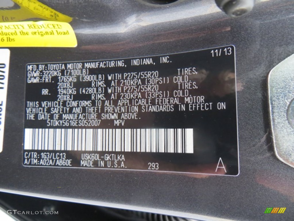 2014 Sequoia Color Code 1G3 for Magnetic Gray Metallic Photo #88555964