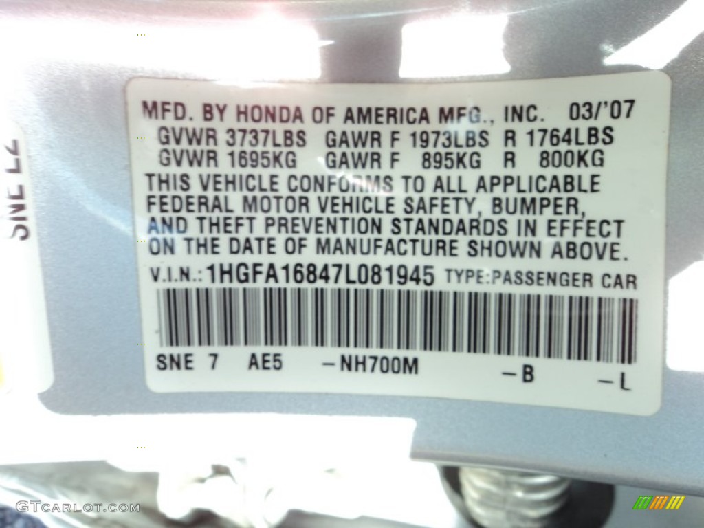 2007 Civic EX Sedan - Alabaster Silver Metallic / Gray photo #34