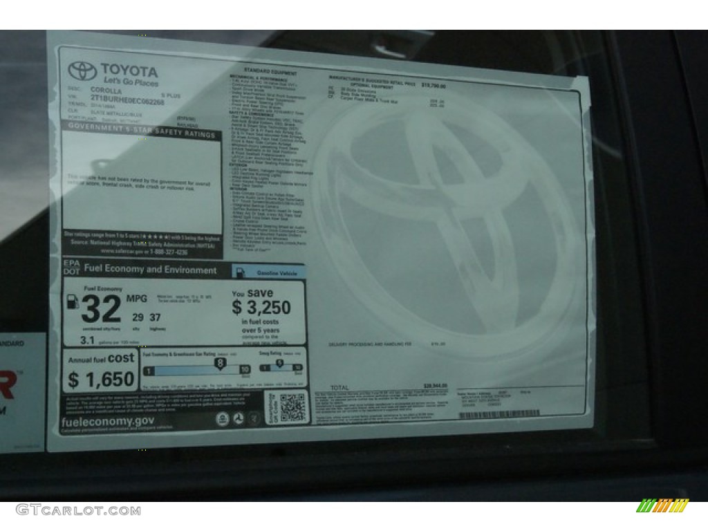 2014 Corolla S - Slate Metallic / Steel Blue photo #10