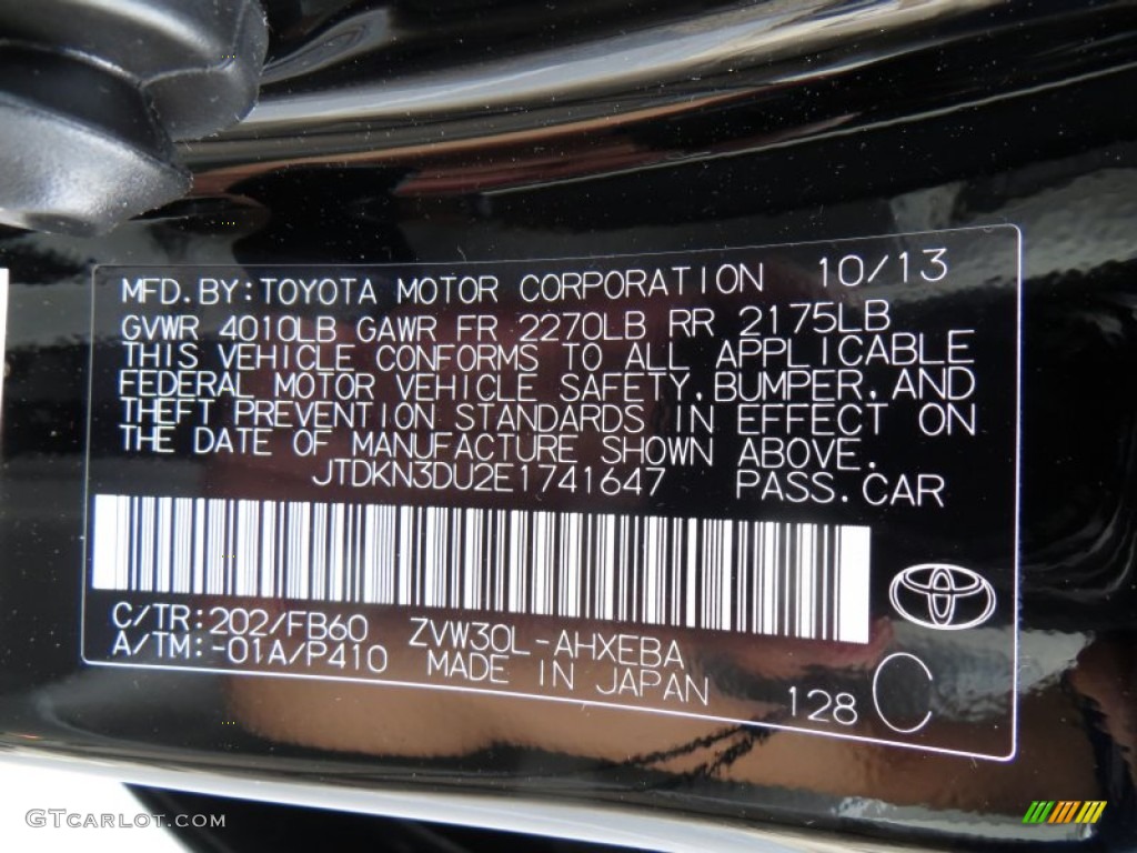 2014 Prius Color Code 202 for Black Photo #88566146