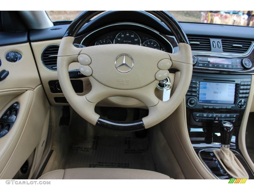 2008 Mercedes-Benz CLS 550 Cashmere Beige Steering Wheel Photo #88570826