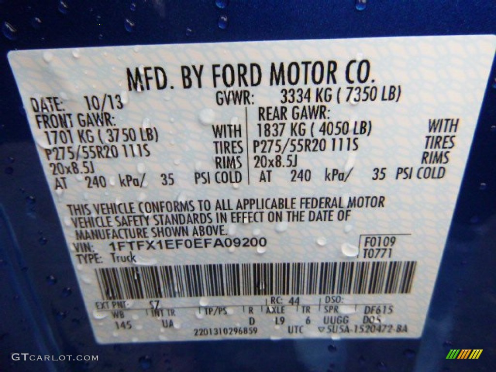 2014 F150 Color Code SZ for Blue Flame Photo #88578586