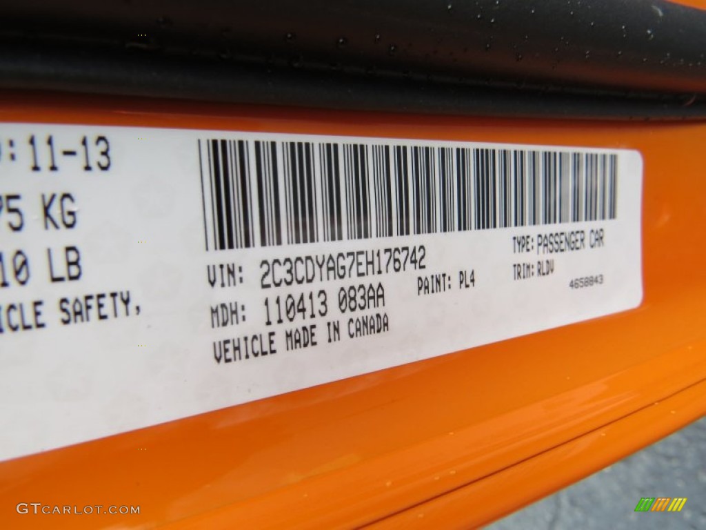 2014 Challenger Color Code PL4 for Header Orange Photo #88578997