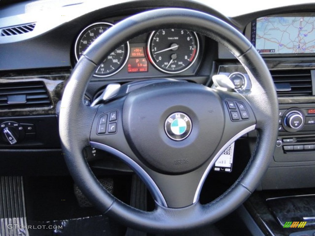 2009 BMW 3 Series 335i Convertible Black Steering Wheel Photo #88579771