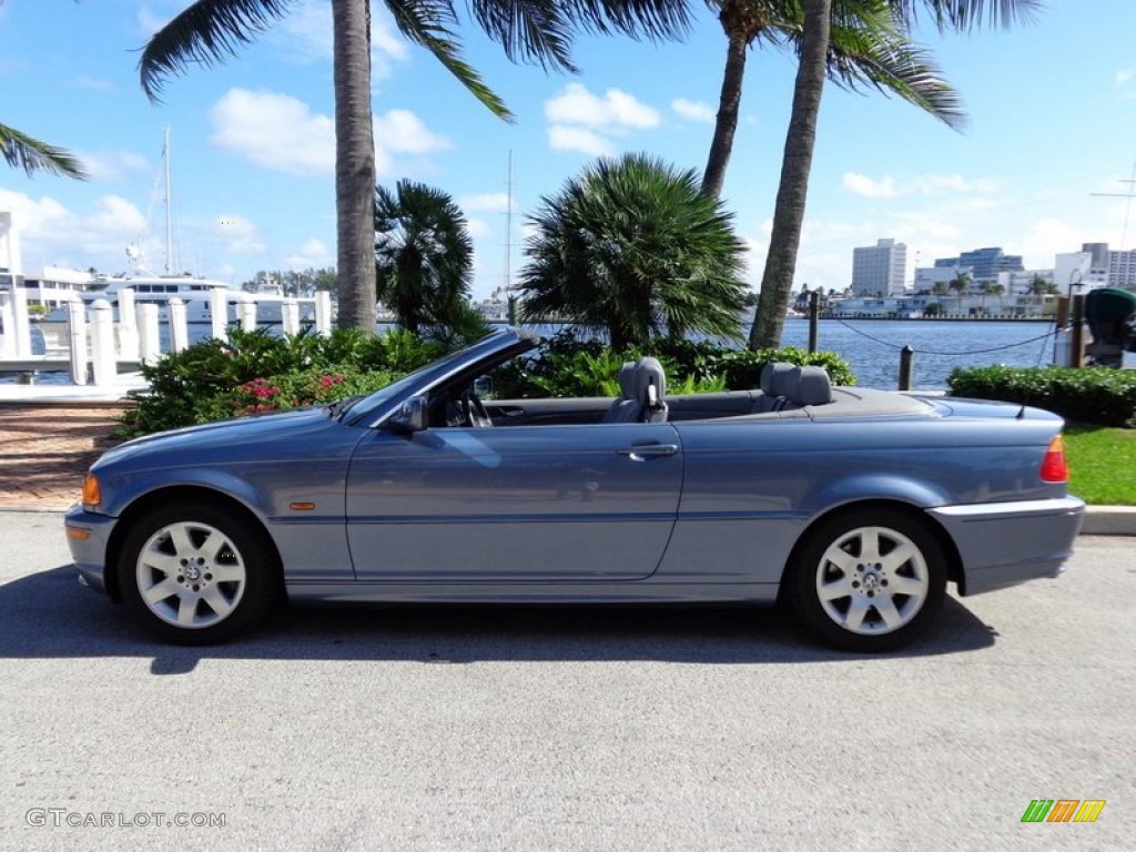 2001 3 Series 325i Convertible - Steel Blue Metallic / Grey photo #13