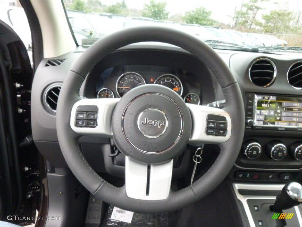 2014 Jeep Compass Limited 4x4 Dark Slate Gray/Light Pebble Steering Wheel Photo #88591066
