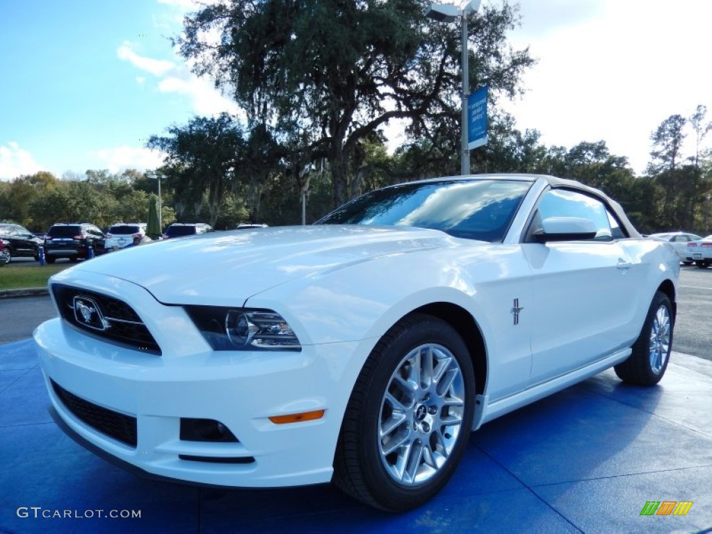 2014 Mustang V6 Premium Convertible - Oxford White / Medium Stone photo #1