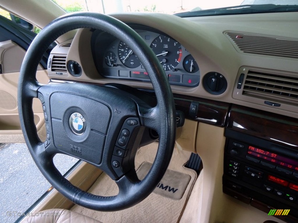 1997 BMW 7 Series 740iL Sedan Beige Steering Wheel Photo #88599625