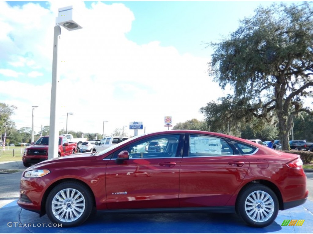 Ruby Red 2014 Ford Fusion Hybrid S Exterior Photo #88601623