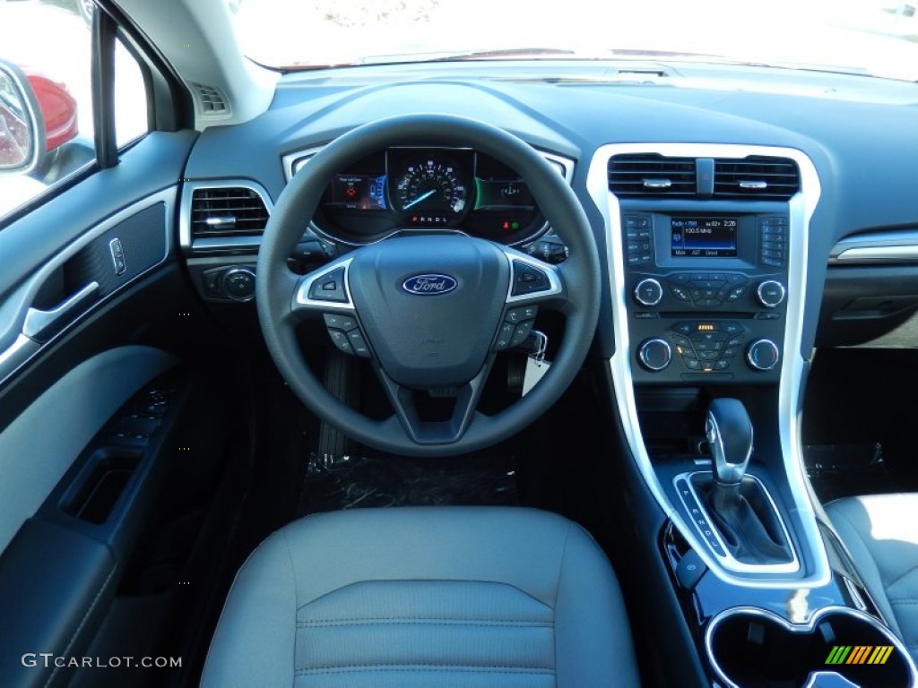 2014 Ford Fusion Hybrid S Earth Gray Dashboard Photo #88601797