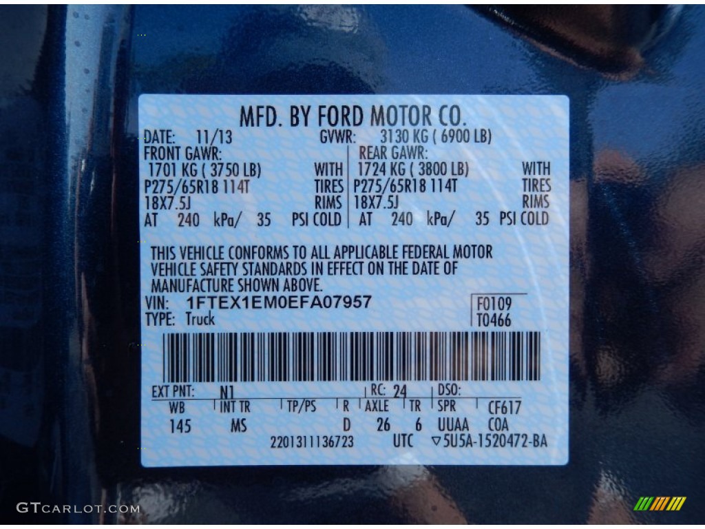 2014 F150 Color Code N1 for Blue Jeans Photo #88602820