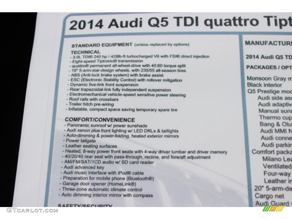 2014 Audi Q5 3.0 TDI quattro Window Sticker Photo #88606546