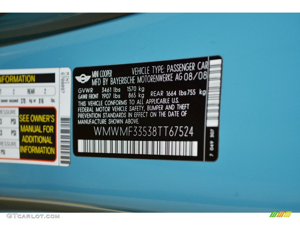 2008 Cooper Hardtop - Oxygen Blue / Grey/Black photo #11