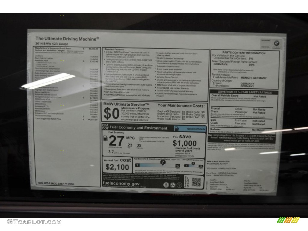 2014 BMW 4 Series 428i Coupe Window Sticker Photo #88613794