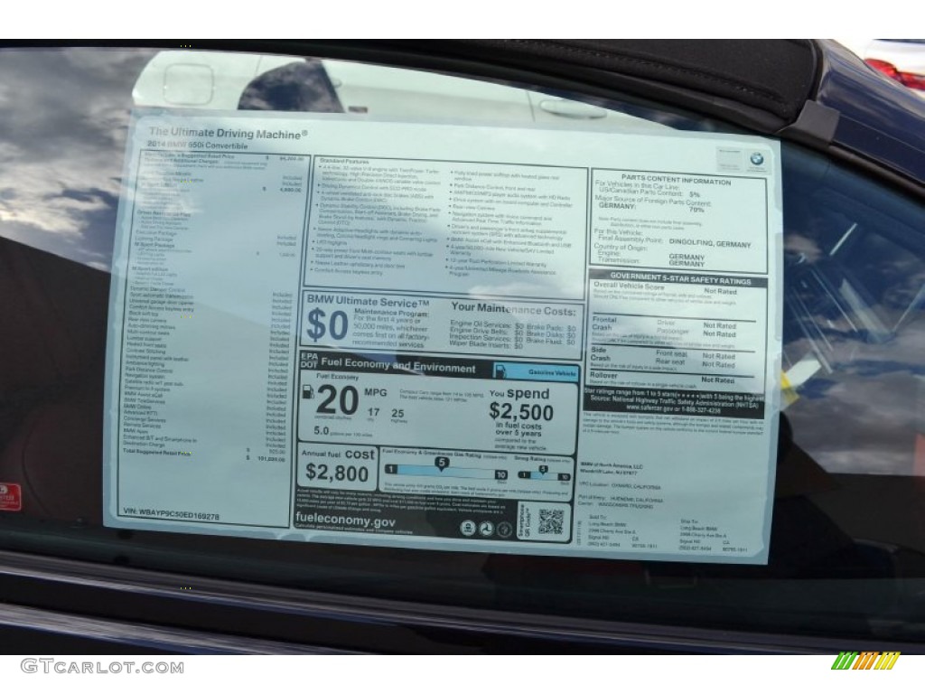 2014 BMW 6 Series 650i Convertible Window Sticker Photo #88614241