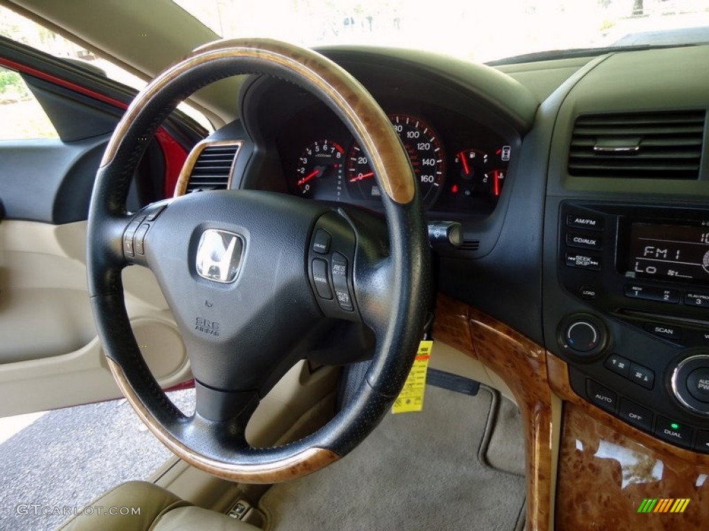 2003 Accord EX V6 Coupe - San Marino Red / Ivory photo #65