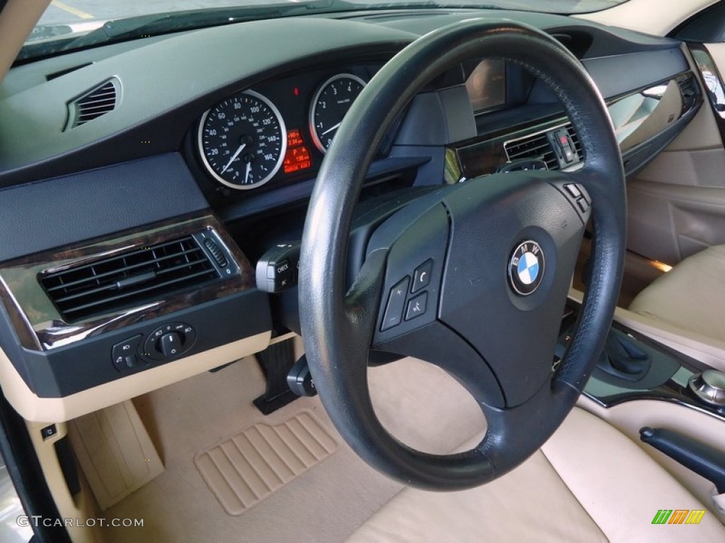 2004 BMW 5 Series 525i Sedan Beige Steering Wheel Photo #88619275