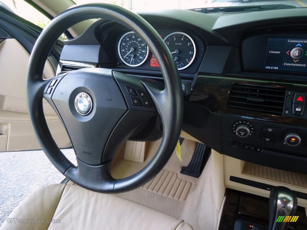 2004 BMW 5 Series 525i Sedan Beige Steering Wheel Photo #88619293