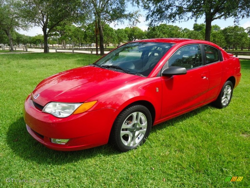 2004 ION 3 Quad Coupe - Chili Pepper Red / Tan photo #1