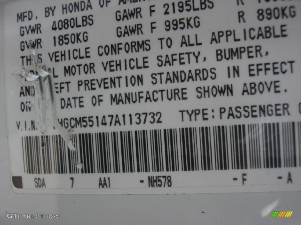 2007 Accord Value Package Sedan - Taffeta White / Ivory photo #23