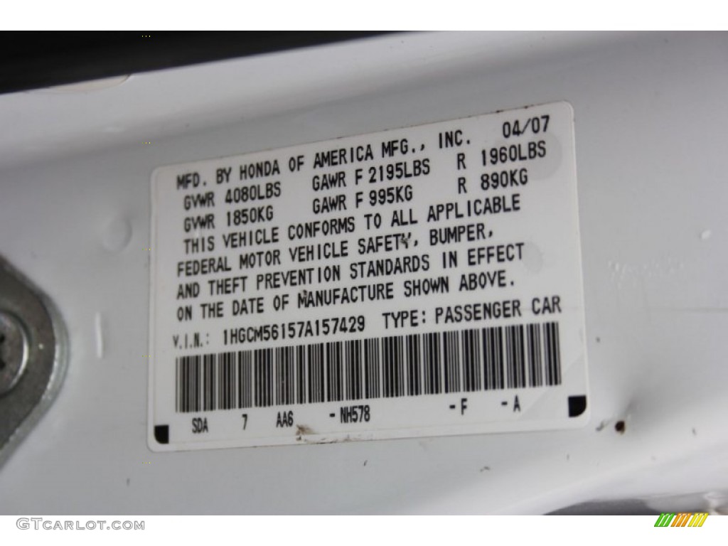 2007 Accord Value Package Sedan - Taffeta White / Ivory photo #30