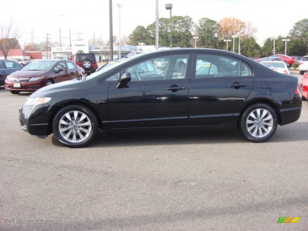 2010 Civic EX Sedan - Crystal Black Pearl / Gray photo #3