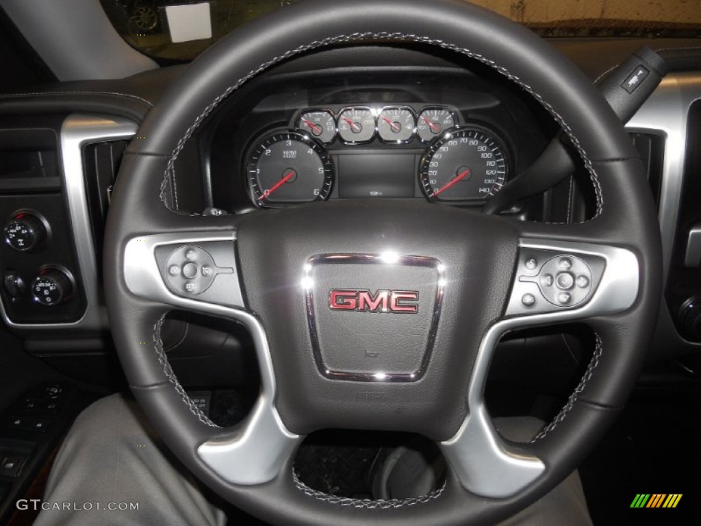 2014 GMC Sierra 1500 SLE Double Cab 4x4 Jet Black Steering Wheel Photo #88650048