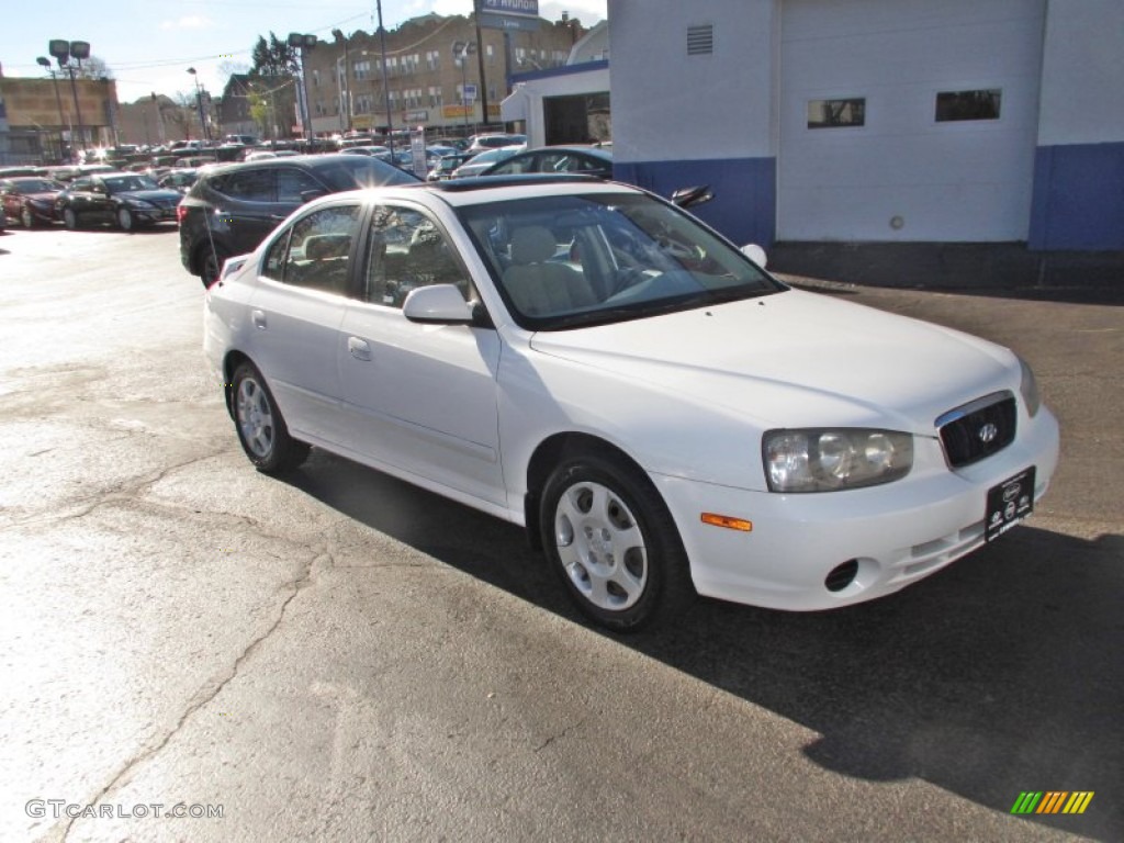 2002 Elantra GLS Sedan - Nordic White / Beige photo #1