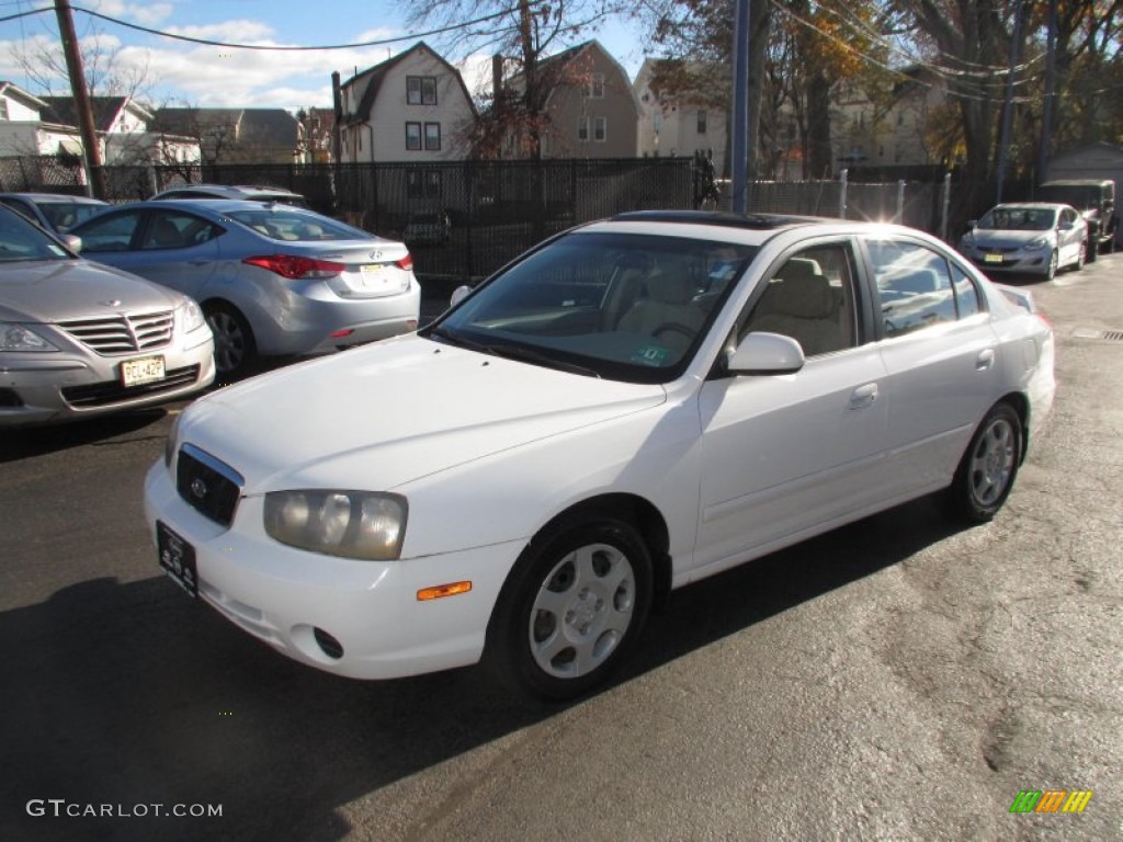 2002 Elantra GLS Sedan - Nordic White / Beige photo #3