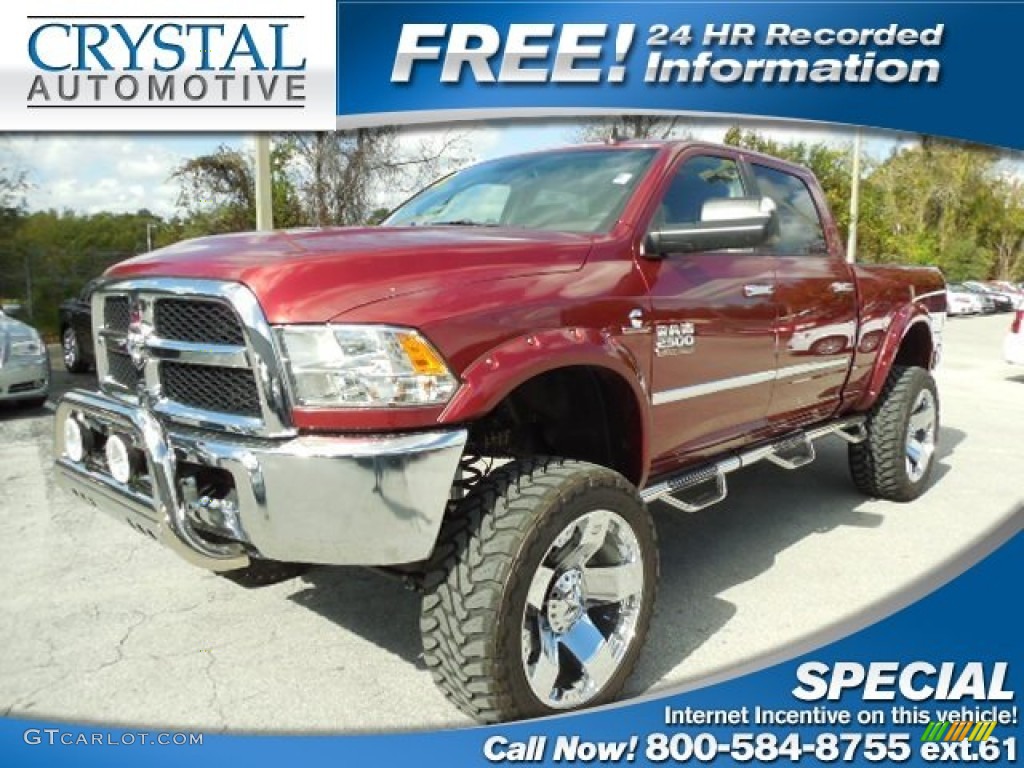2013 2500 SLT Crew Cab 4x4 - Deep Cherry Red Pearl / Canyon Brown/Light Frost Beige photo #1