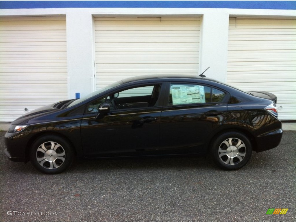 Crystal Black Pearl 2013 Honda Civic Hybrid Sedan Exterior Photo #88661965
