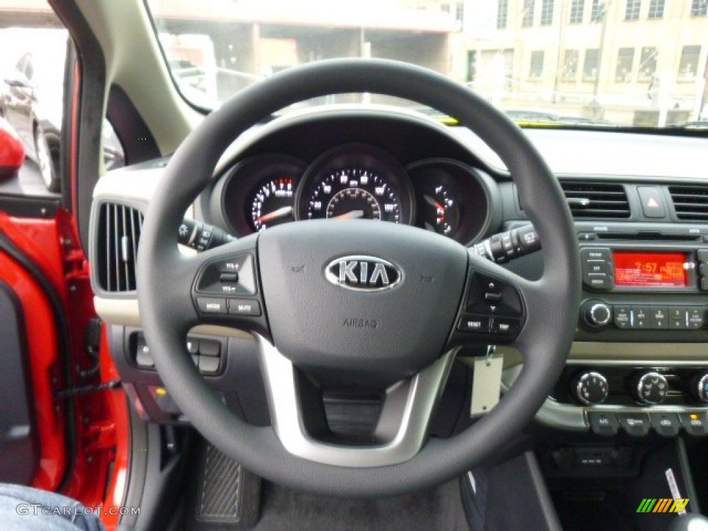 2014 Kia Rio LX Beige Steering Wheel Photo #88682724
