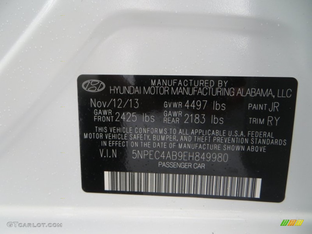 2014 Sonata Limited 2.0T - Pearl White / Black photo #37