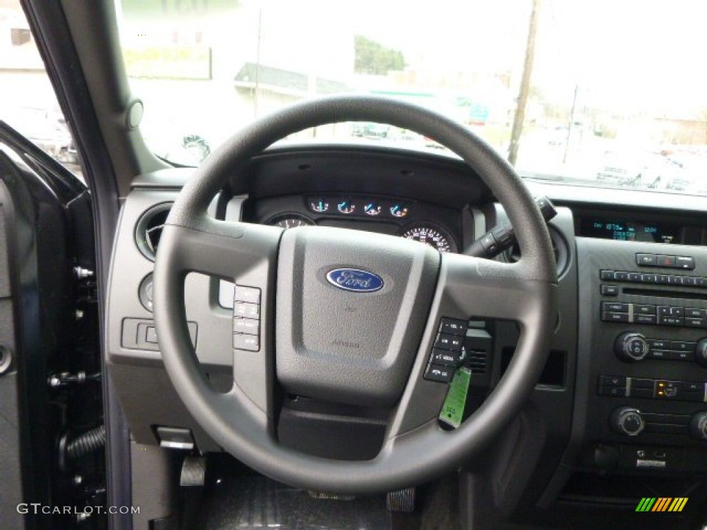 2014 Ford F150 STX SuperCab 4x4 Black Steering Wheel Photo #88690782