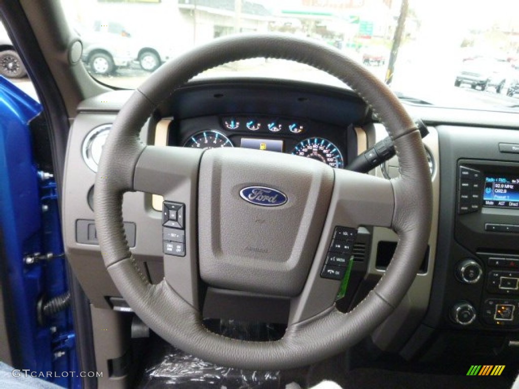 2014 Ford F150 XLT SuperCab 4x4 Pale Adobe Steering Wheel Photo #88690938