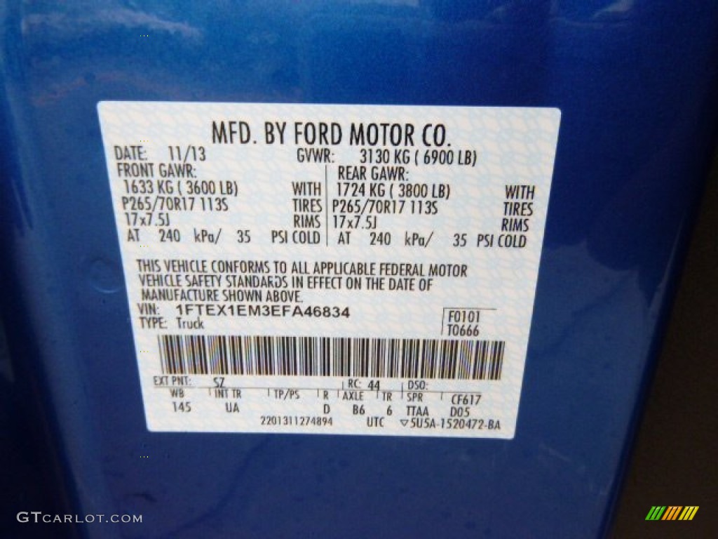 2014 F150 Color Code SZ for Blue Flame Photo #88690959
